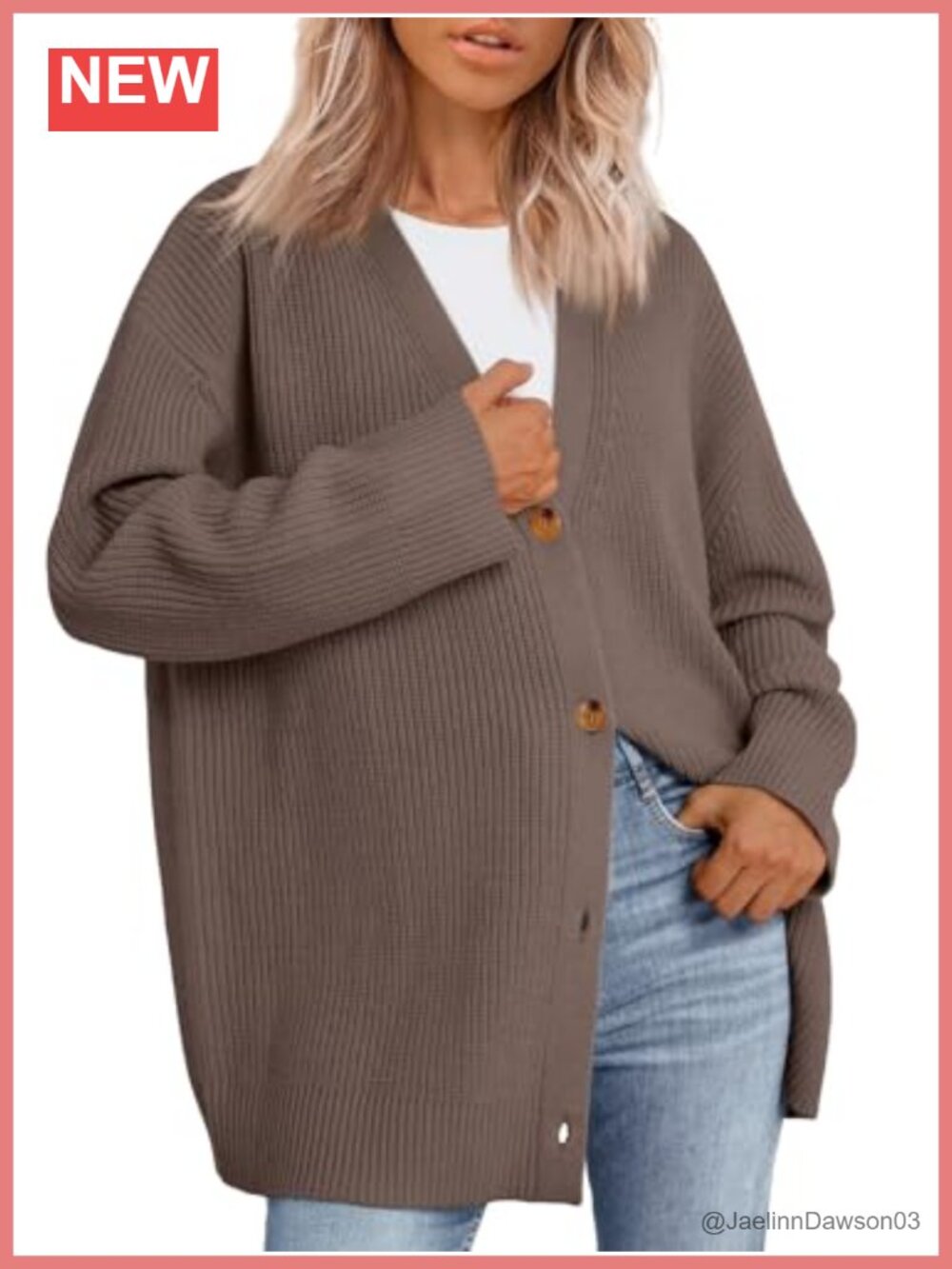 Women's Oversized V-Neck Chunky Knit Cardigan Sweater
